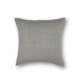 Handwoven Pillow in a small scale diamond pattern in grey on a white field. 