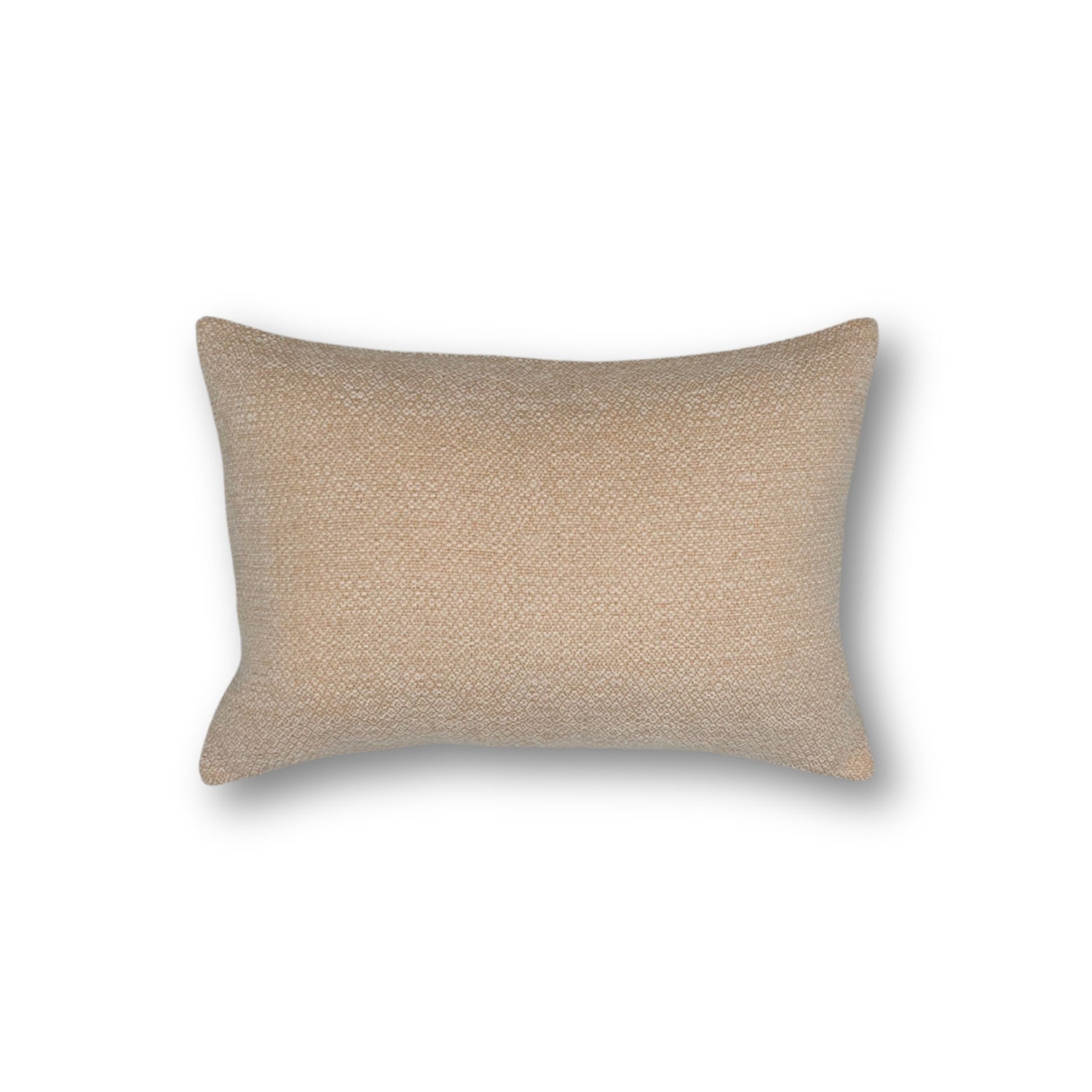 Handwoven pillow in a subtle geometric design in peach and cream