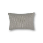 Handwoven Pillow in a small scale diamond pattern in grey on a white field. 