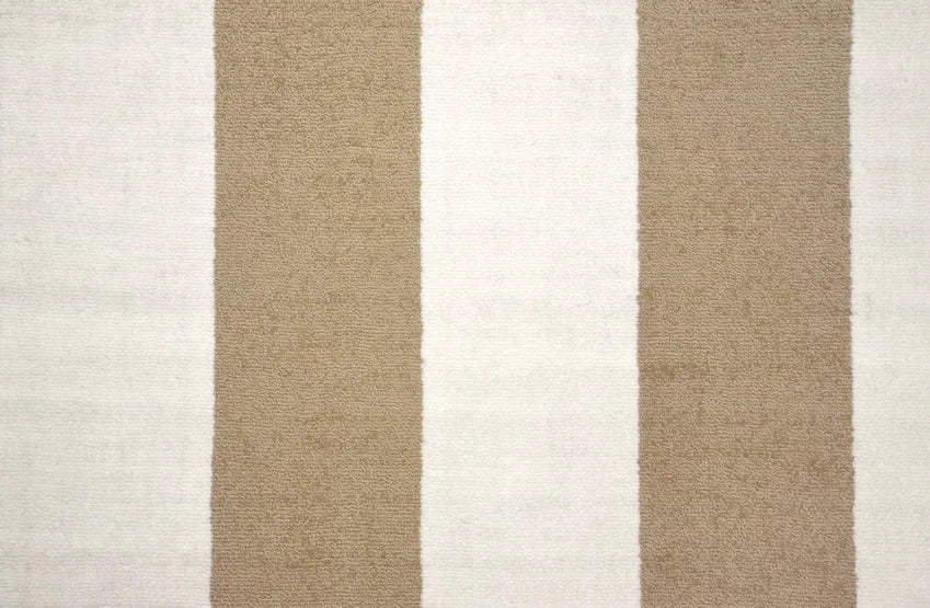 Broadloom carpet swatch in a stripe pattern in a tan design