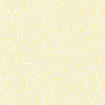 Detail of wallpaper in a painterly botanical print in yellow and white on a tan field.
