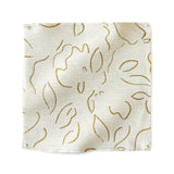 Square fabric swatch in a minimalist floral print in brown on a cream field.