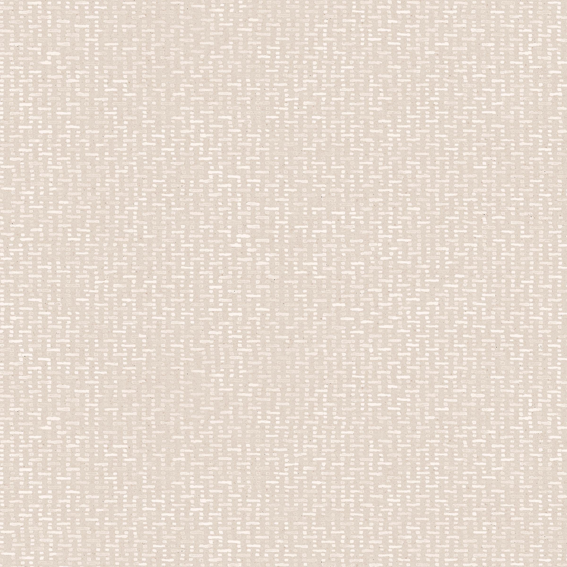 Detail of wallpaper in a small-scale grid pattern in shades of cream.