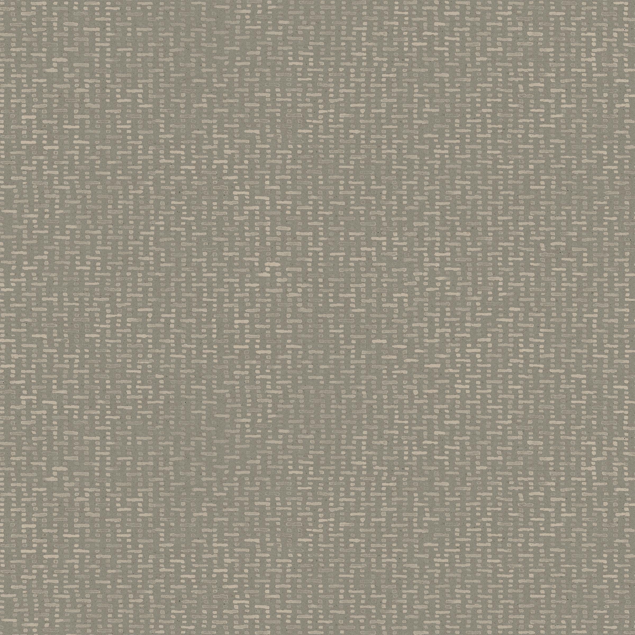 Detail of wallpaper in a small-scale grid pattern in shades of gray.