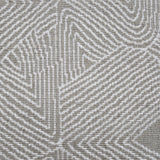 Broadloom carpet sample in a geometric linear pattern in cream on a taupe field. 