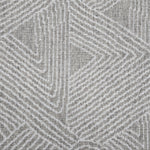 Broadloom carpet sample in a geometric linear pattern in cream on a grey field