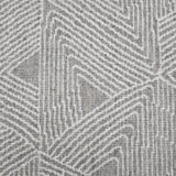 Broadloom carpet sample in a geometric linear pattern in cream on a light grey field.