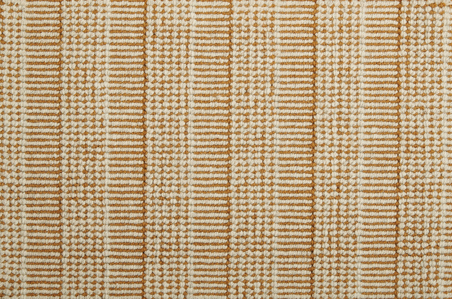 Broadloom carpet swatch in a stripe pattern in a tan and white design