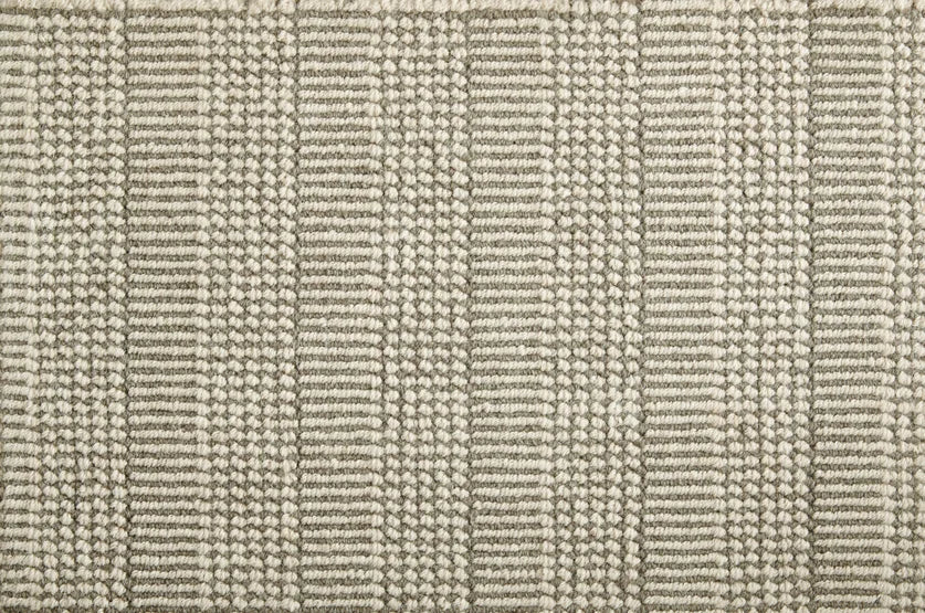 Broadloom carpet swatch in a stripe pattern in a grey design