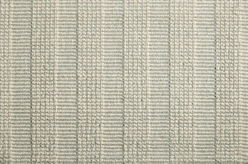 Broadloom carpet swatch in a stripe pattern in a grey and cream design