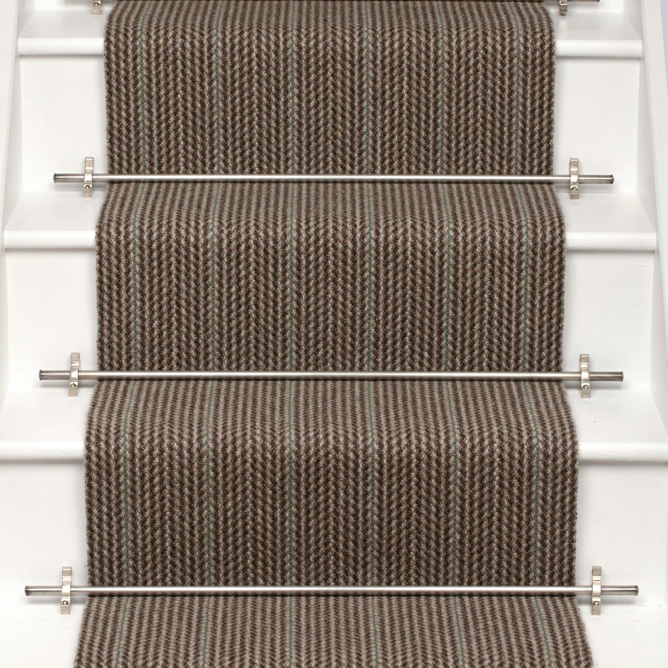 Striped flatweave runner in brown and slate