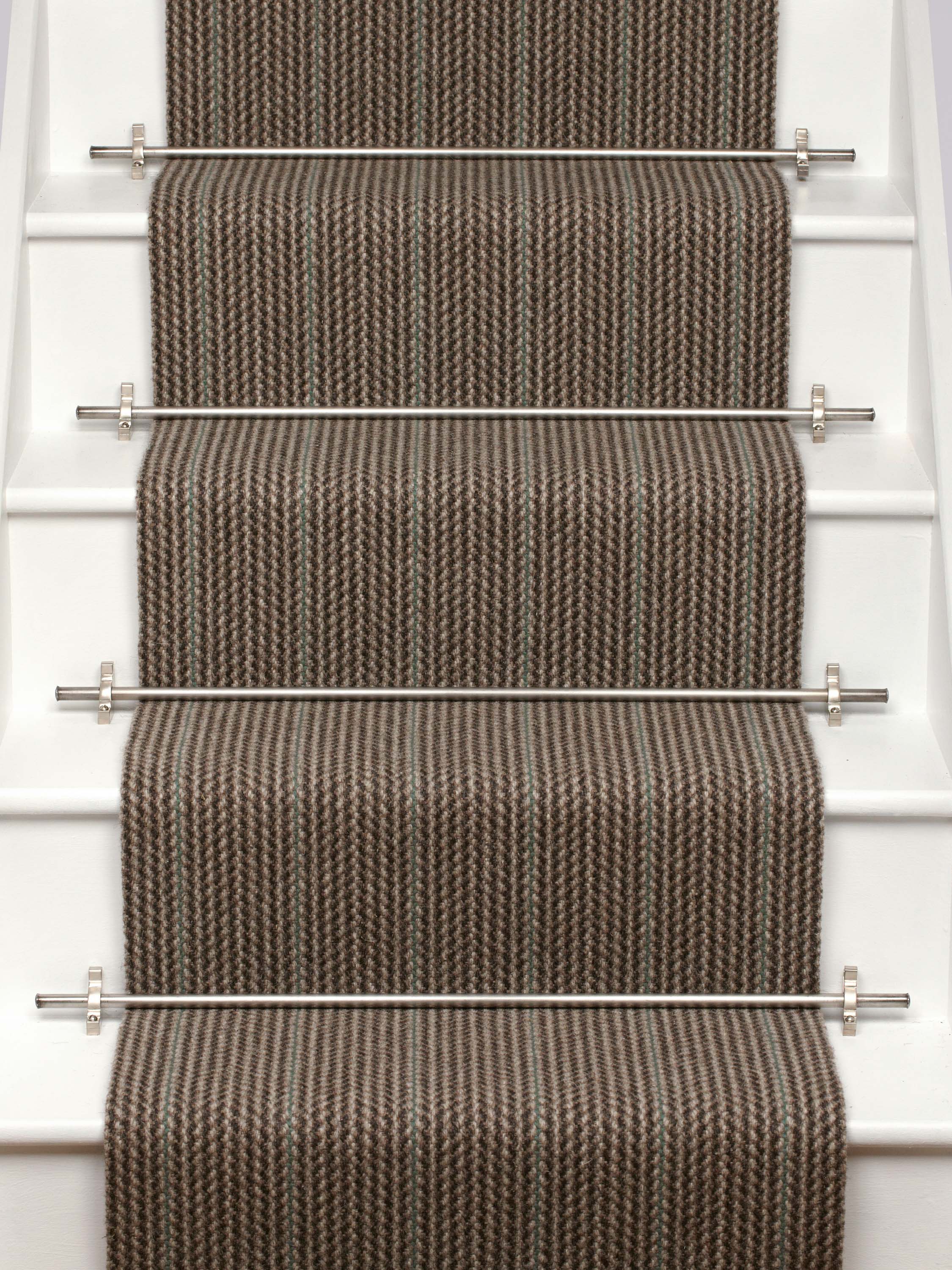 Striped flatweave runner in brown and slate