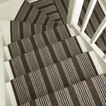 Striped flatweave runner in grey and black