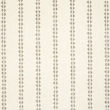 Detail of fabric in a playful ticking stripe print in brown on a cream field.