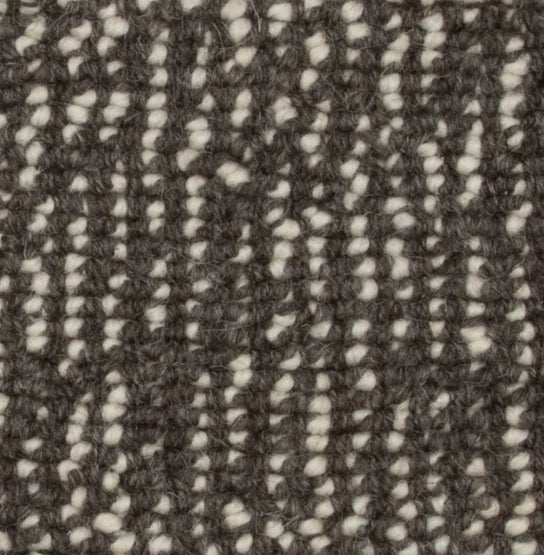 Broadloom carpet swatch in a textured pattern in a dark grey design