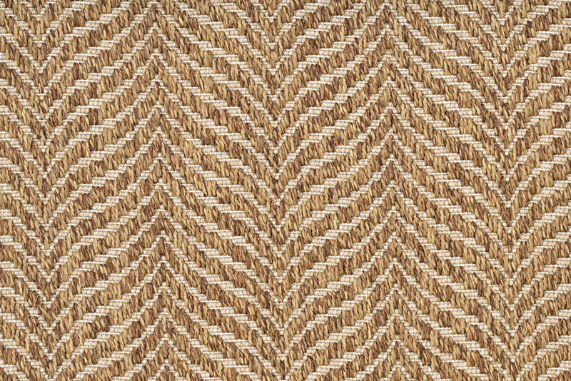 Broadloom carpet with herringbone pattern in brown. 