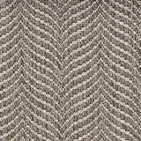 Broadloom carpet with herringbone pattern in charcoal grey. 