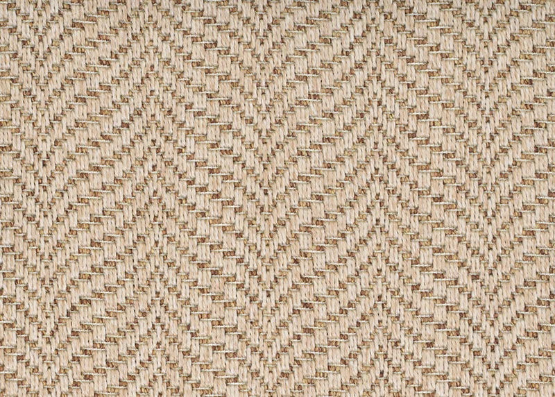 Broadloom carpet with herringbone pattern in taupe. 