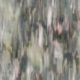 Detail of fabric in an abstract painterly print in shades of gray, olive, cream and pink.