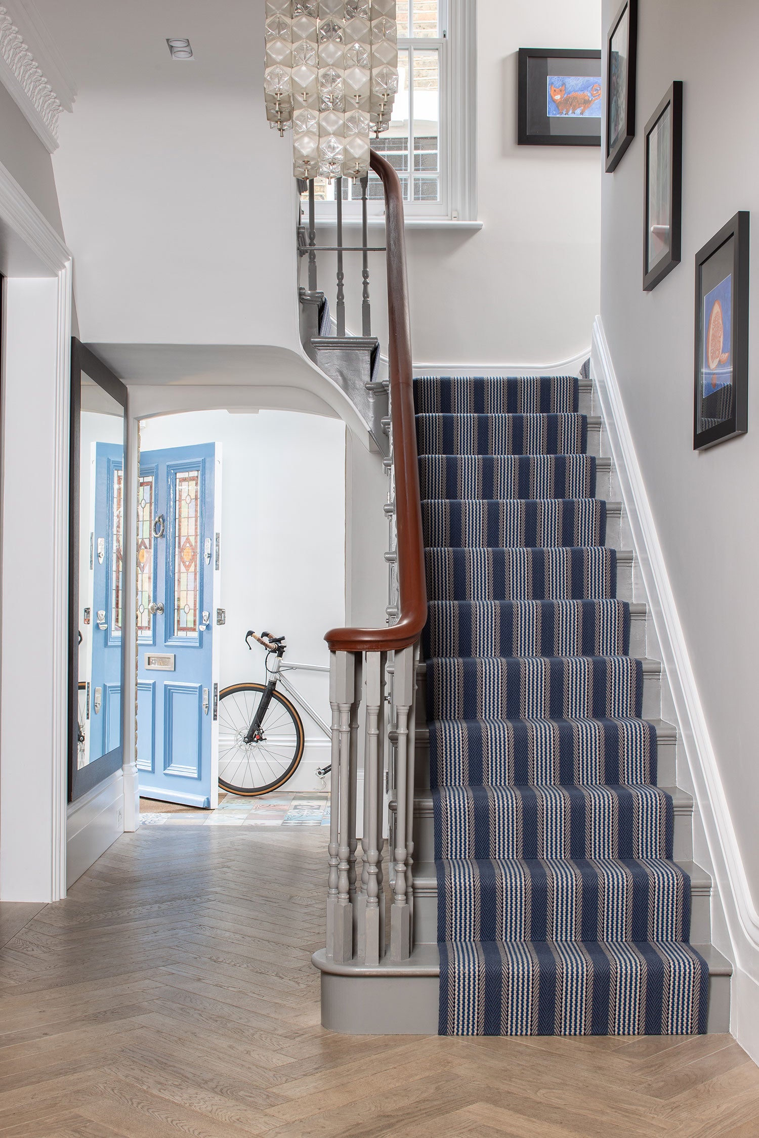 Striped flatweave runner in blue