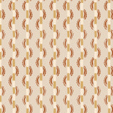 Painterly wavy stripe wallpaper in orange and yellow on a beige field. 