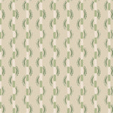 Painterly wavy stripe wallpaper in shades of light green on a light green field. 