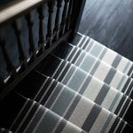 Striped flatweave runner in slate grey and cream 