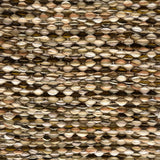 Textured handwoven rug with a strié pattern in brown and beige. 
