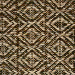 Close-up of a woven rug with diamond pattern in shades of brown.