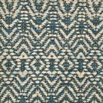 Handwoven rug detail in a contemporary design in turquoise, cream and yellow