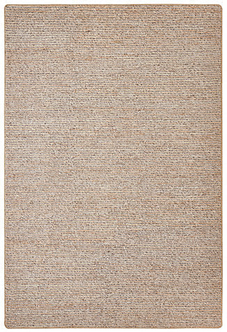 Beige area rug with a textured pattern on a white background
