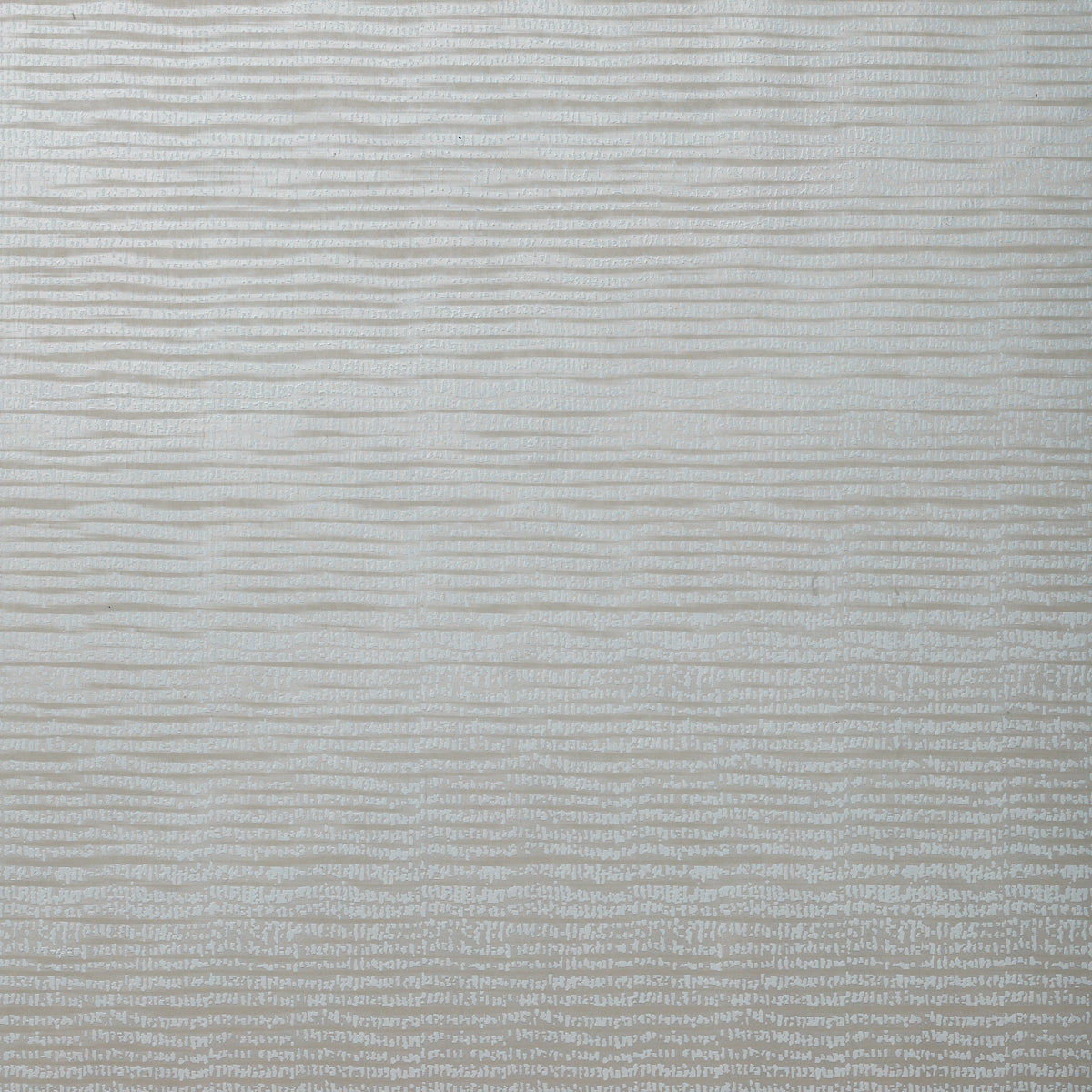 Detail of wallpaper in a wavy stripe print in metallic gray.