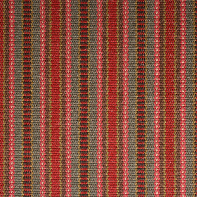 Striped flatweave runner in red grey and pink