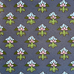 Pattern of stylized flowers on a blue background