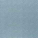 printed linen fabric in a clustered dot pattern in cream on a sky blue field.