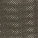 printed linen fabric in a clustered dot pattern in beige on a dark gray field.