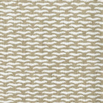 Fabric in a repeating abstract print in cream on a tan field.
