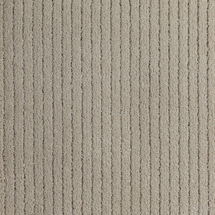 Broadloom carpet in taupe, with a textural stripe.