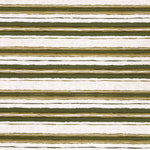 Printed fabric of green and gold horizontal stripes on a white background