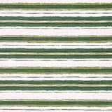 Printed fabric of kelly green and grass green horizontal stripes on a white background