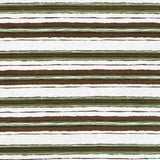 Printed fabric of green and brown horizontal stripes on a white background