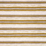 Printed fabric of yellow ochre and lilac horizontal stripes on a white background