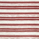 Fabric with red, pink and white horizontal stripes on a textured background