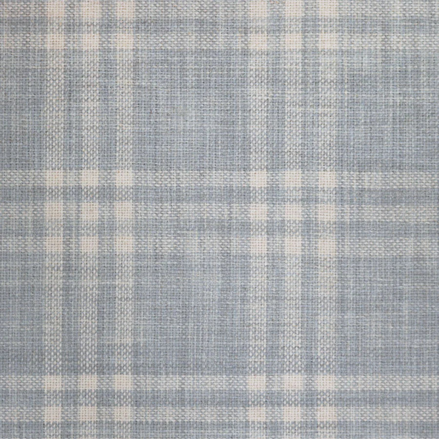 Broadloom carpet swatch in a plaid pattern in a light blue design