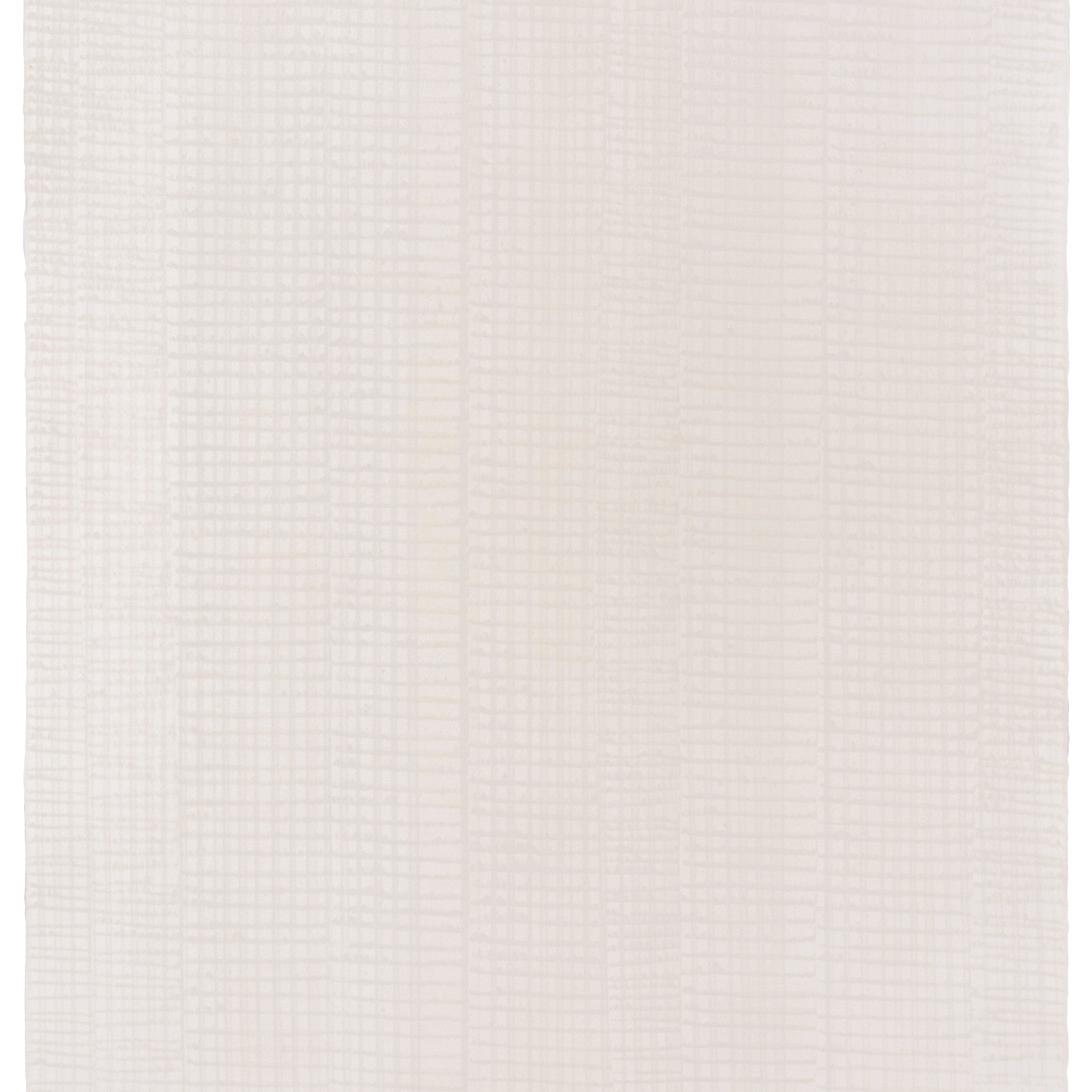 Sheet of hand-painted wallpaper with an irregular grid pattern in beige on a cream field.