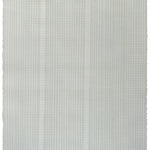 Sheet of hand-painted wallpaper with an irregular grid pattern in light gray on a cream field.