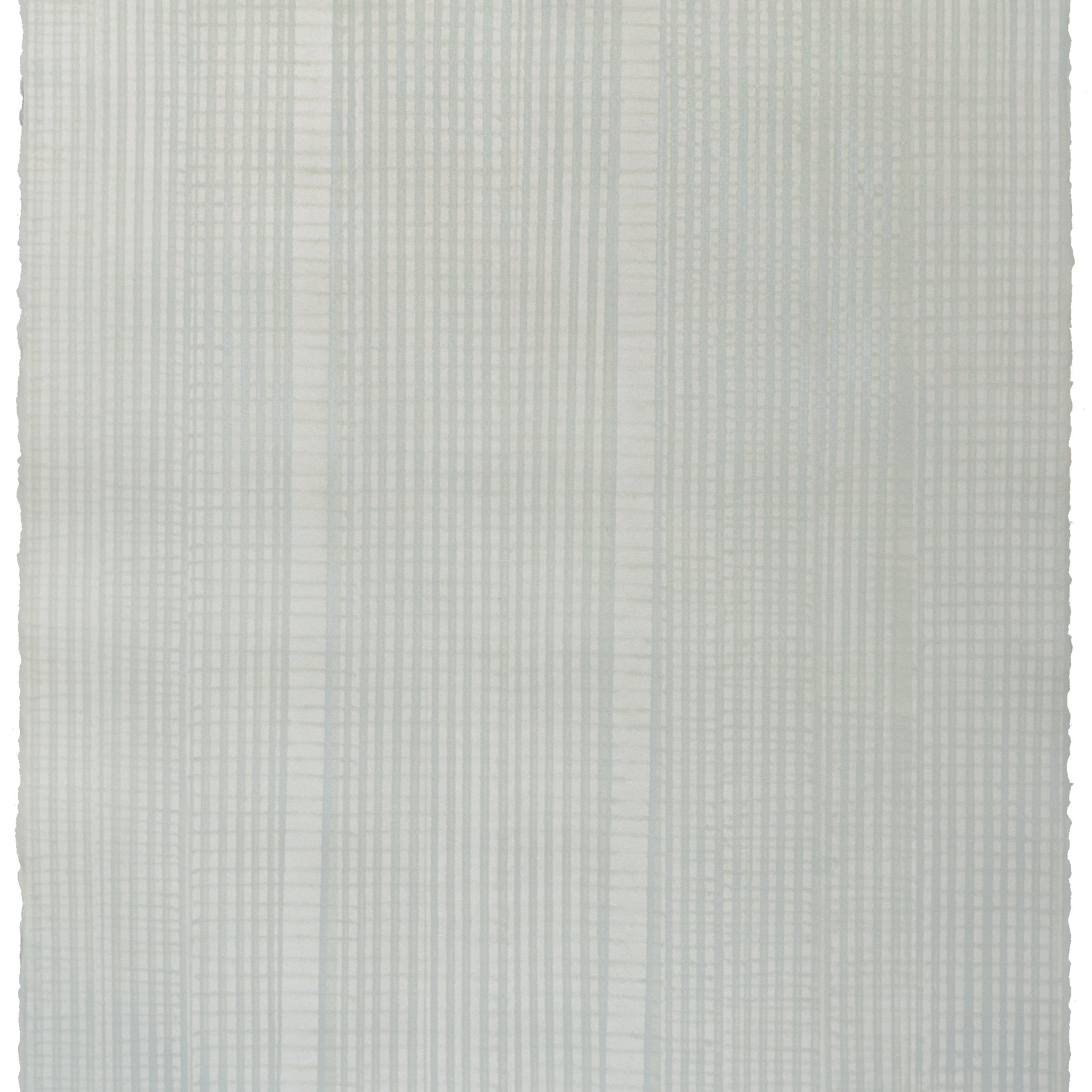 Sheet of hand-painted wallpaper with an irregular grid pattern in light gray on a cream field.