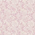 Wallpaper pattern with a detailed floral pattern in cream on mauve