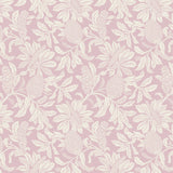 Wallpaper pattern with a detailed floral pattern in cream on mauve