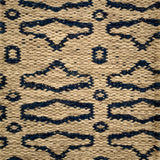 Handwoven rug detail in a contemporary design in blue and tan